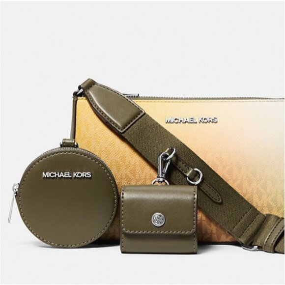 New Michael Kors Jet Set Small Ombré Logo Crossbody Bag with Case Olive Multi - Picture 5 of 5